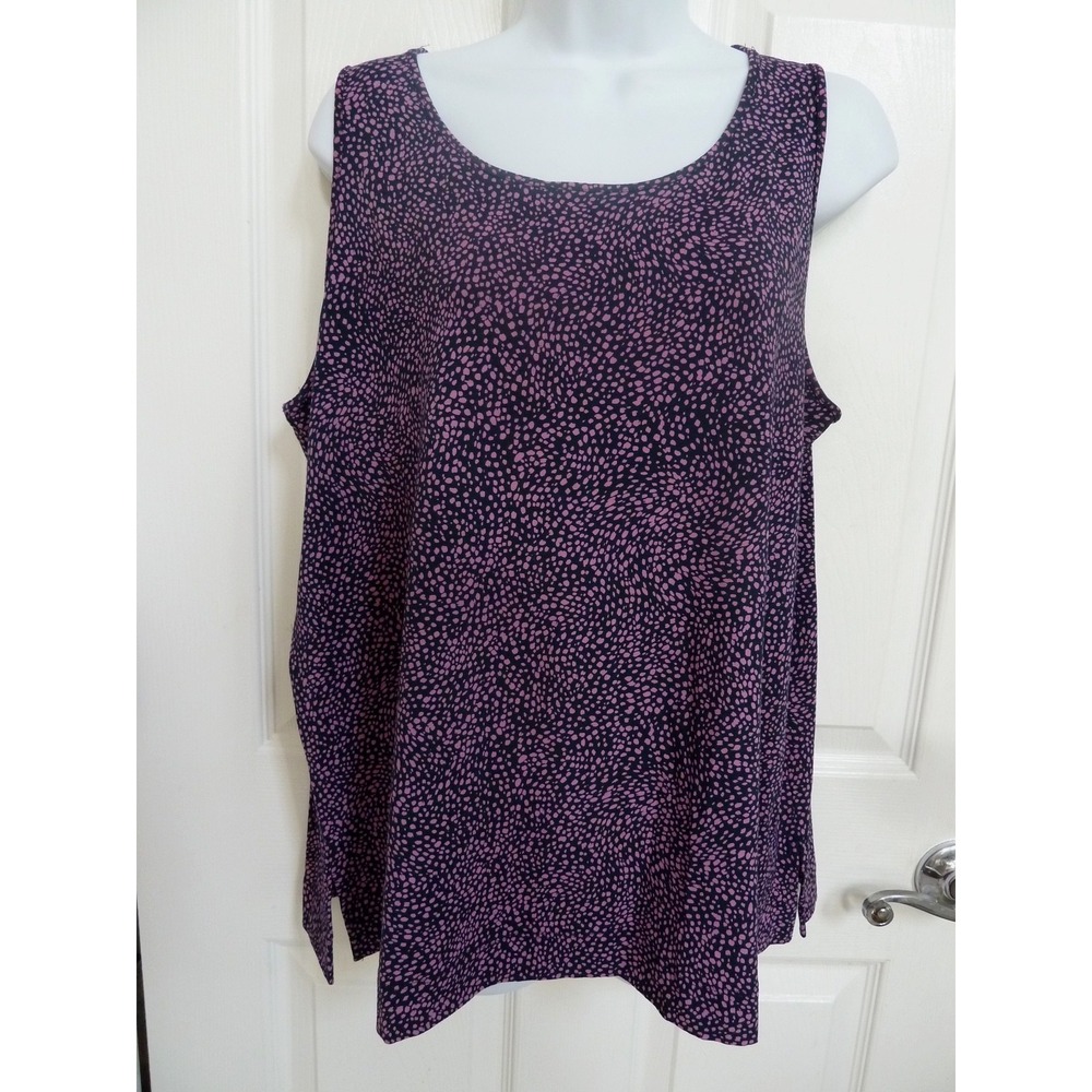 J. Jill Wearever Sleeveless Tank Top Polka Dot Blue Purple L 14/16